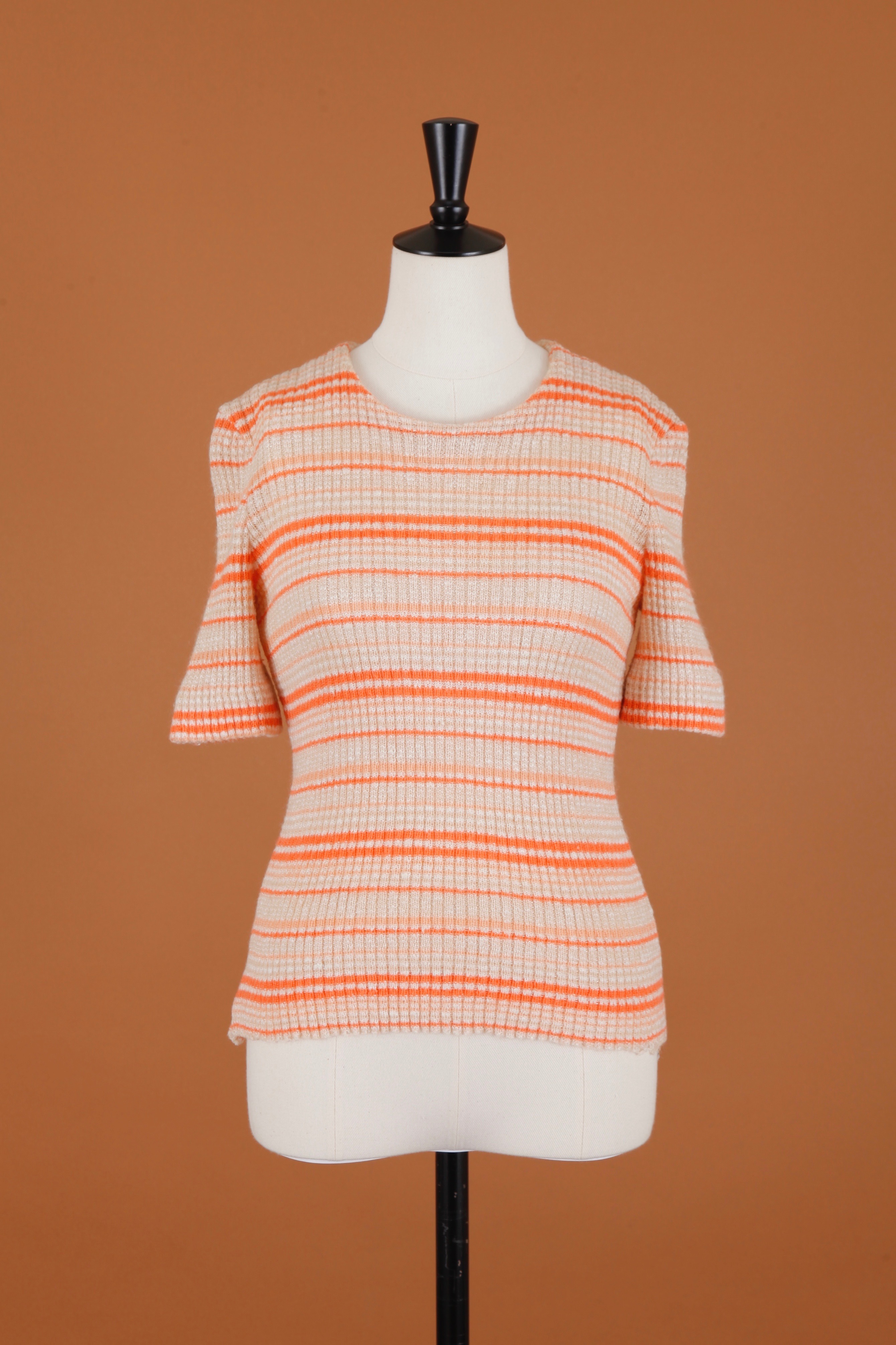 1970s "MISS DIOR" Horizontal stripes rib knit sweater