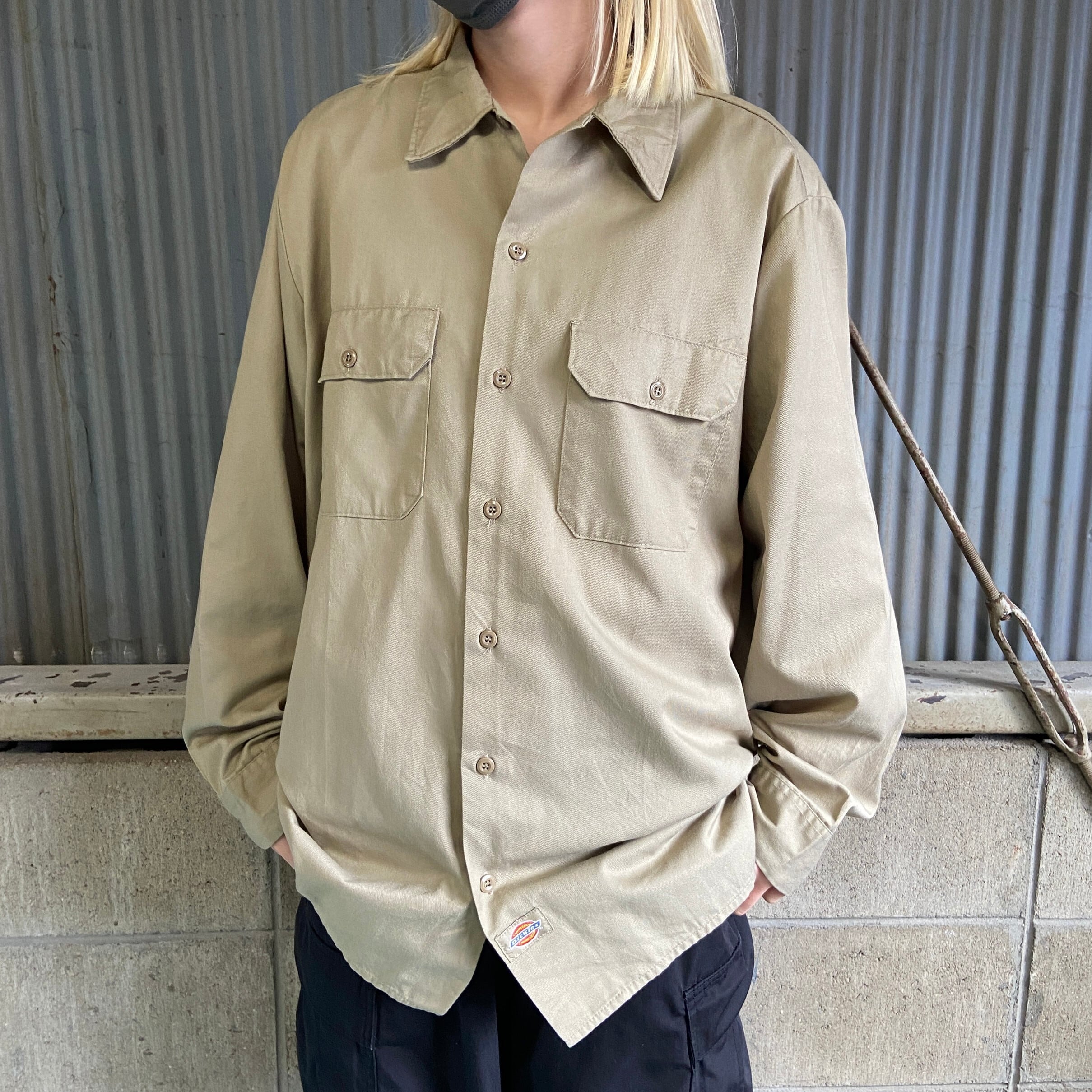 ディッキーズ Dickies 長袖 ワークシャツ USA製 メンズL /eaa336359