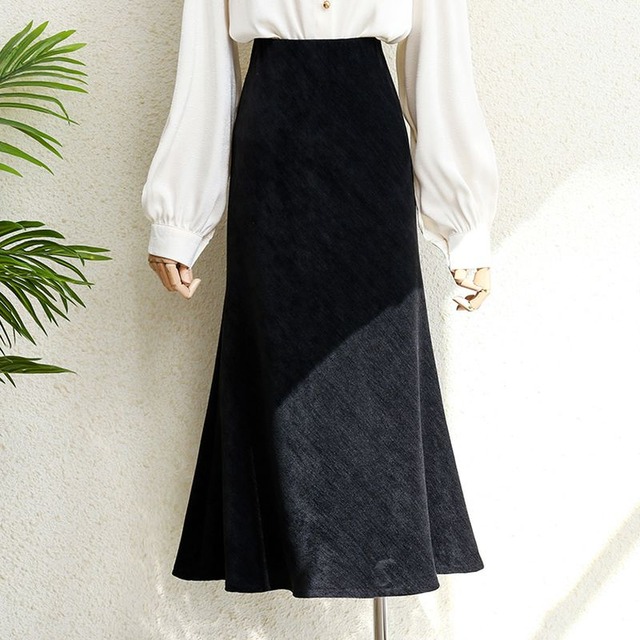 Aラインツイードフレアロングスカート　L1064