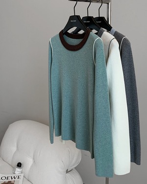 Contrast color high gauge knit ◇3color　TH2960