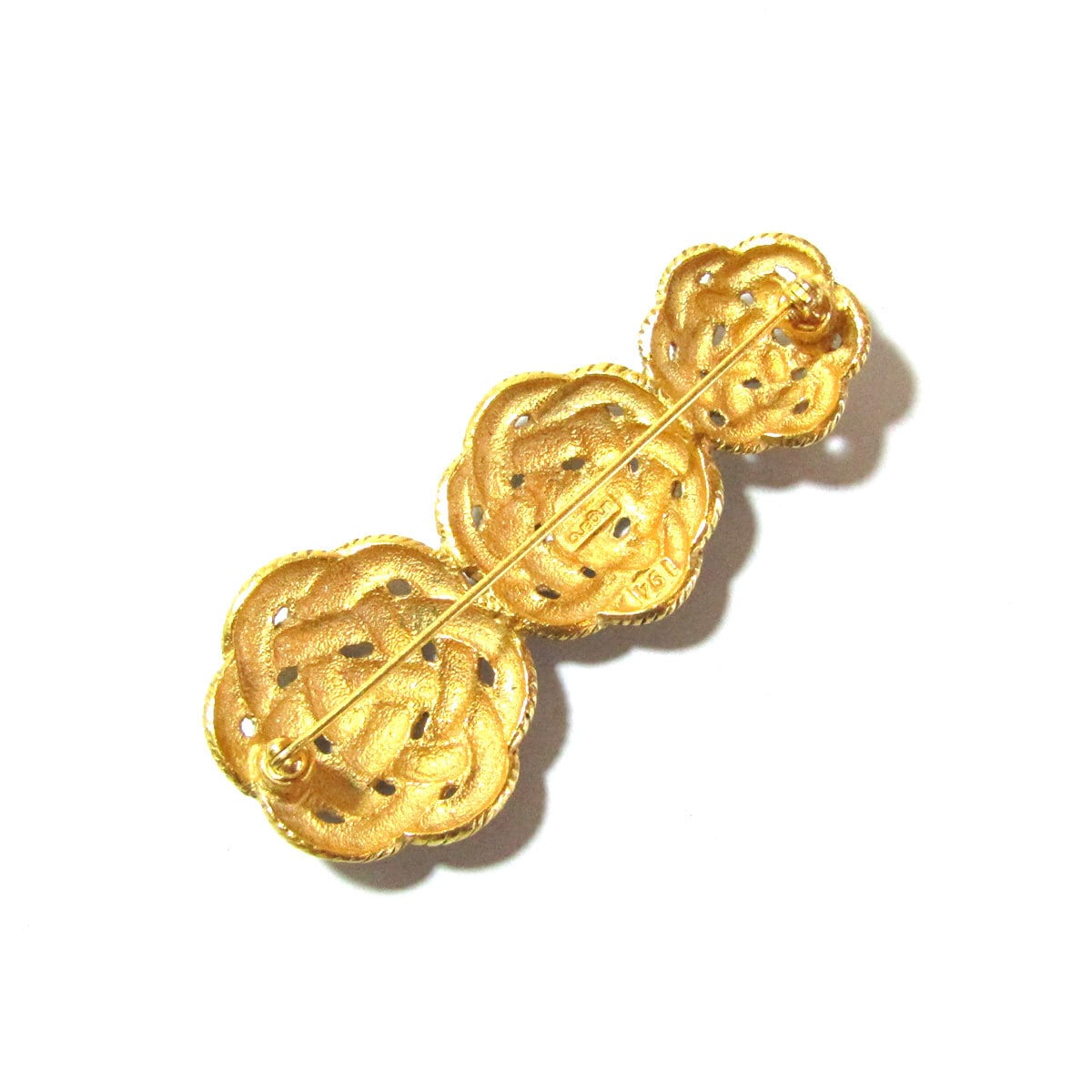 80s Emanuel Ungaro PARIS vintage gold tone braid brooch | PANIC