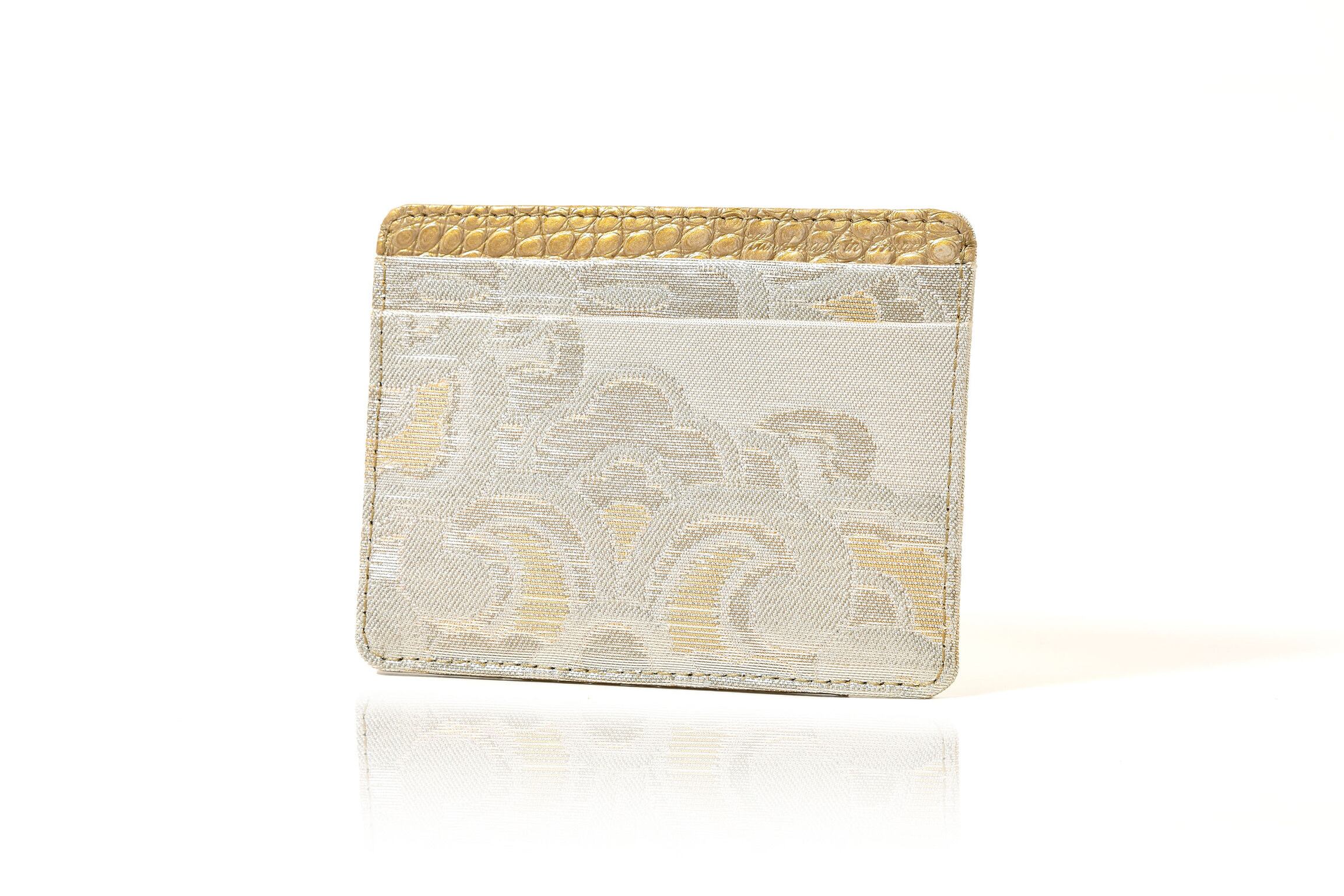 JRxSJ『艶やか』カードケースM/古代金錦レプリカ/"鏡裏華紋"/白金-グレーベージュ/JPCG-KKRE-M78-C19gu-12