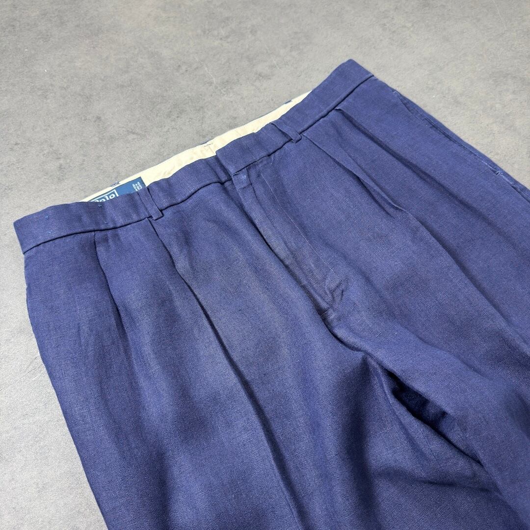 Polo by Ralph Lauren LINEN trousers NAVY W36L30 古着 | soro used