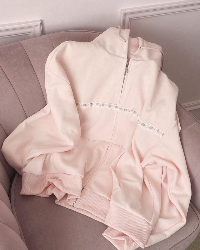 lace line zipper hoodie