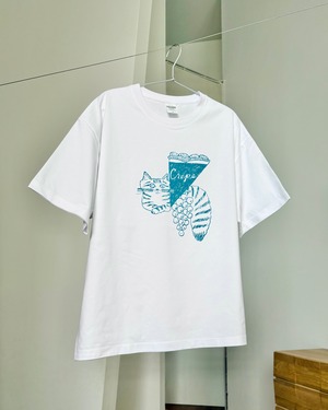 『crepe & grape』(単色) ビッグシルエットTシャツ ねこ