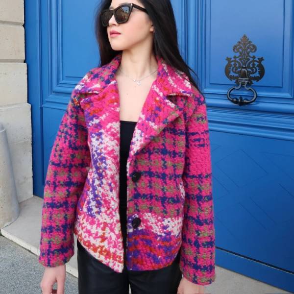 多色ツイード ウールショートコート 6色展開 レディースアウター