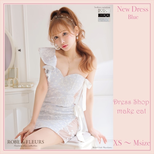 【ROBE de FLEURS】【即納】ドットレース X リボンアシンメトリータイトミニドレス 2937(fm2937)