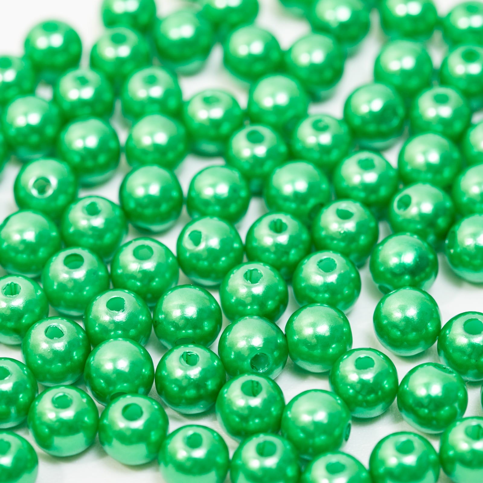 カラーパール パールビーズ 8mm 100個 グリーン 緑 両穴 樹脂ビーズ