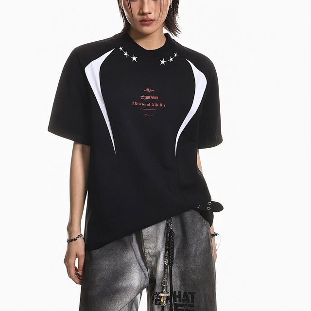 スターバイアスライングラフィックTシャツ 2col   R01987