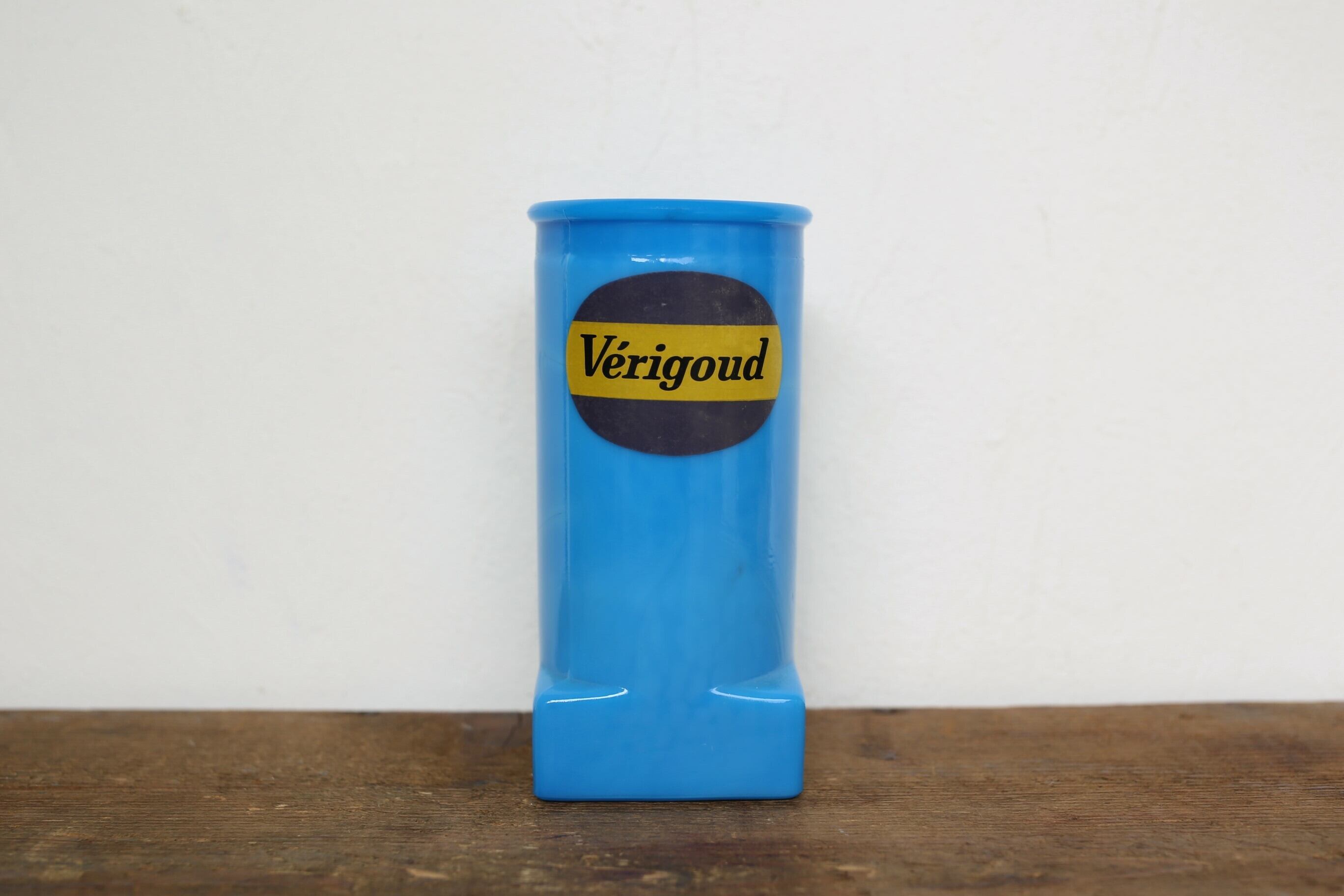 フランス ヴィンテージ Vérigoud ストロースタンド ミルクガラス ブルー