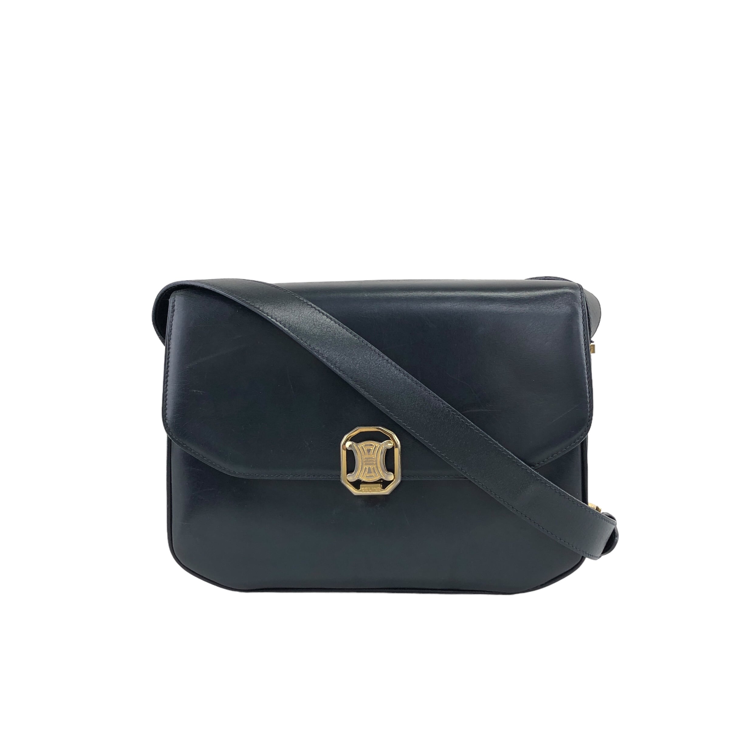 CELINE セリーヌ ショルダーバッグ ダークネイビートリオンフ レザー