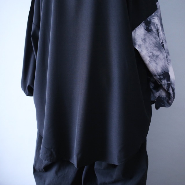 smoke art pattern asymmetry switching design XXL over silhouette shirt
