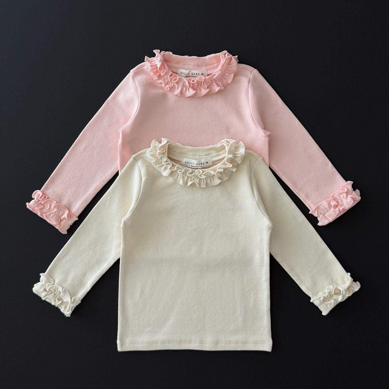 【2点送料無料】«予約»«ジュニアサイズあり»«daily bebe» プリーツフリルトップス 2colors