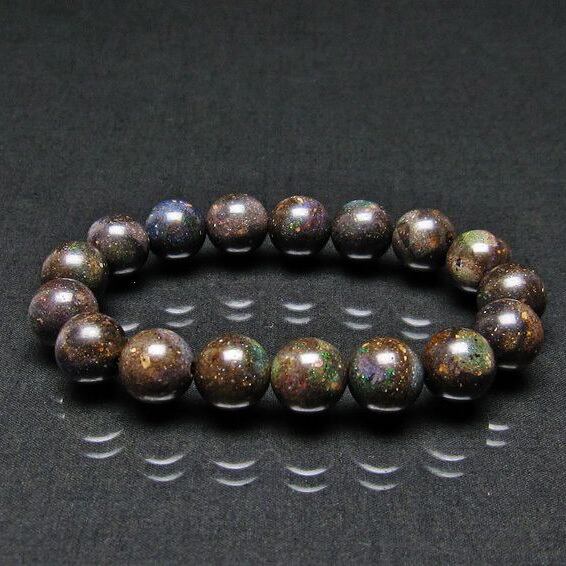 ブラックオパール ブレスレット 12mm おまかせ便 111-17750