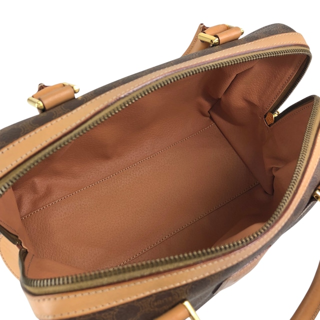 CELINE セリーヌ マカダム ショルダーバッグ ブラウン ブラゾン型押し PVC 2WAY vintage ヴィンテージ オールド h5nkpp