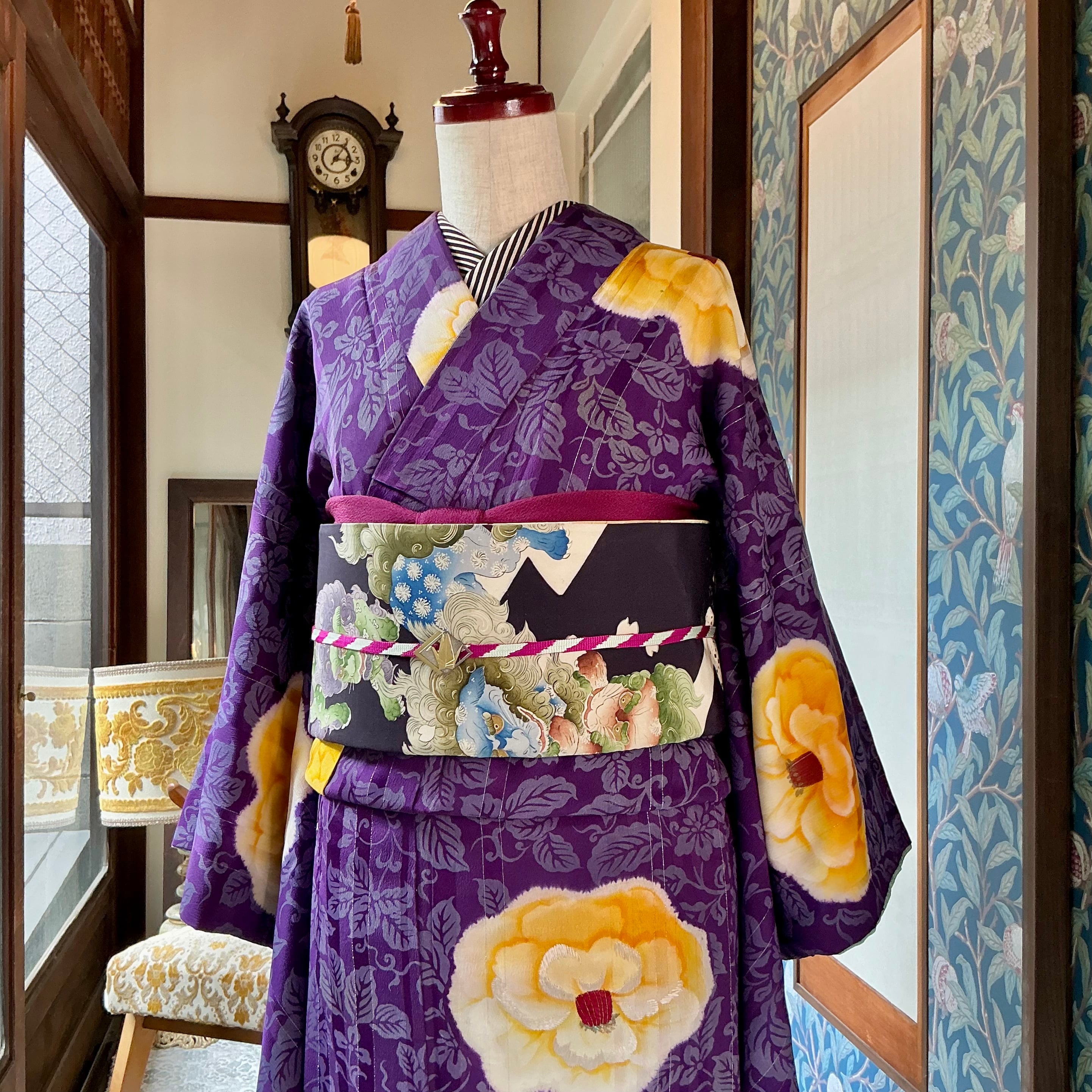 ¨̮⃝ 身丈150 アンティーク着物 大正ロマン モダン 小紋 昭和レトロ 丸洗い済 ̮⃝ 身丈150 アンティーク着物 大正ロマン モダン 小紋 昭和