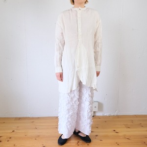 GUPTIHA(グプティハ) Kameez shirt 手織りリネン チュニックシャツ (ホワイト)