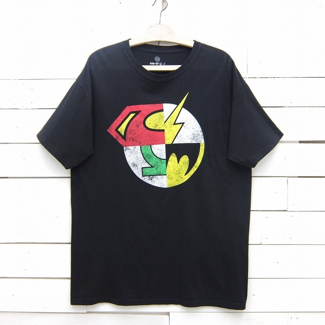 DC Comics DCコミックス スーパーマン バットマン グリーンランタン フラッシュ キャラクター ロゴ プリントTシャツ メンズ Lサイズ