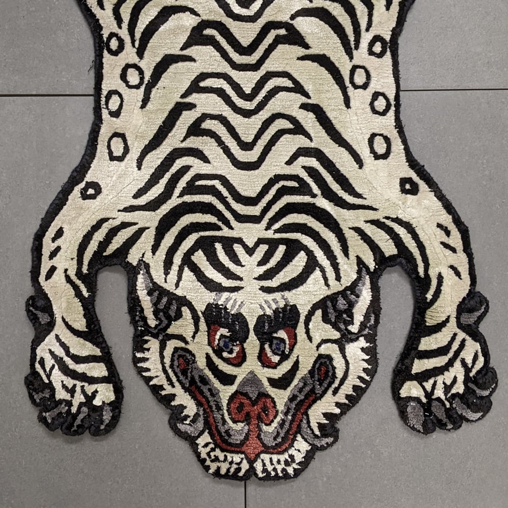 Tibetan Tiger Rug (XSサイズ シルク アッシュグリーン 071) チベタン