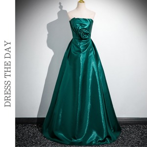 フラワーモチーフベアトップマキシドレス D0150