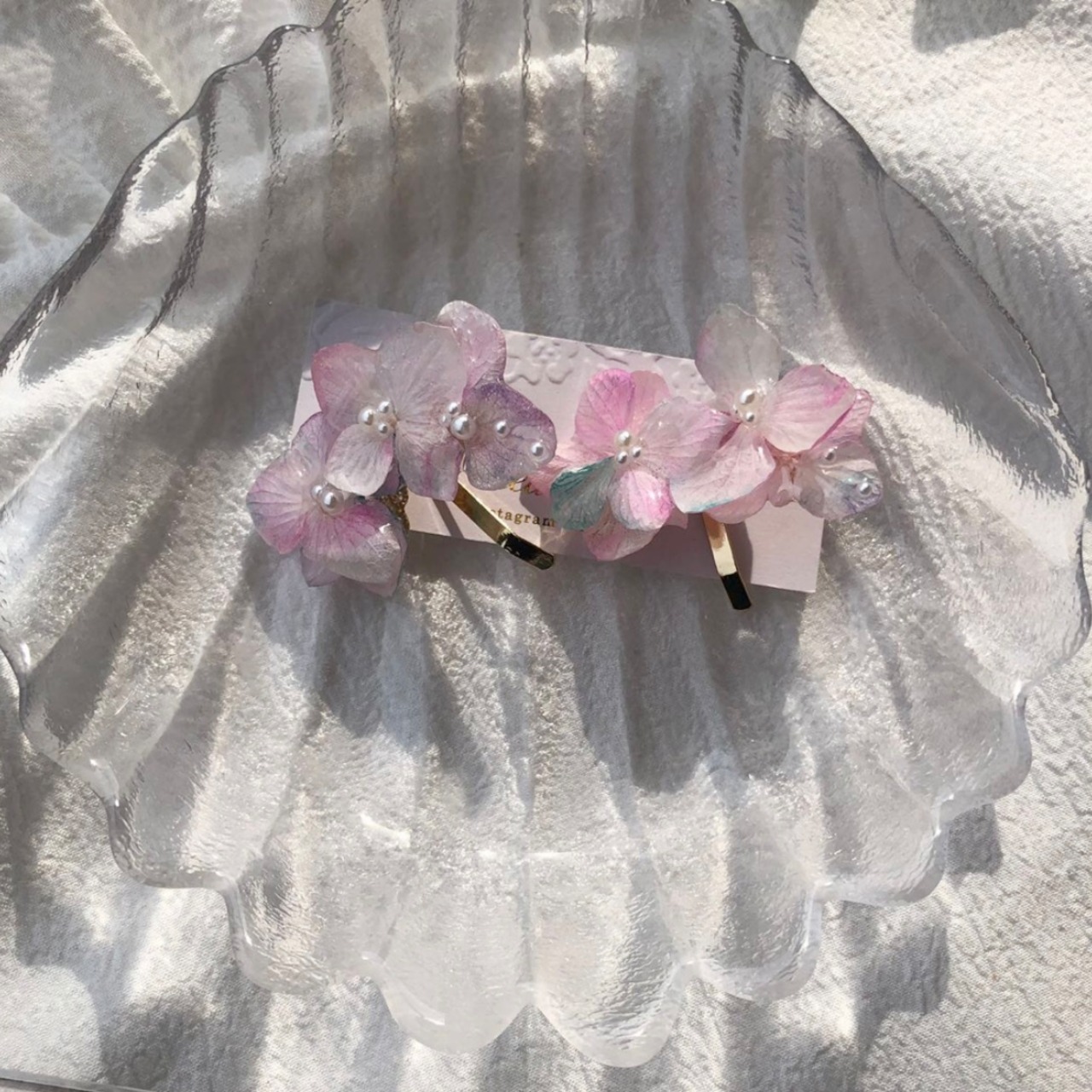 no.870 再販 sale マーメイドカラーの紫陽花ポニーフック 紫陽花  