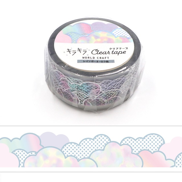 ワールドクラフト  箔押し　キラキラクリアテープ   Cotton candy  20mm　WC01