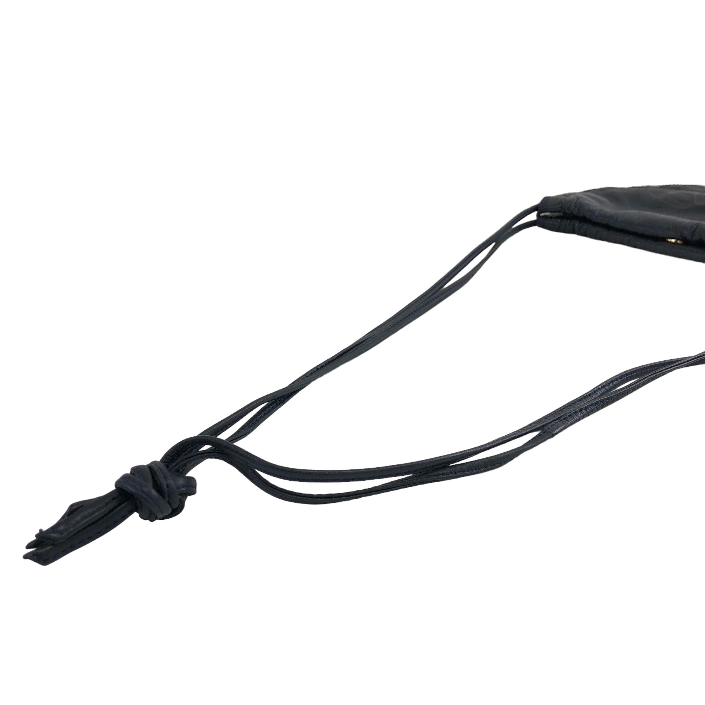 LOEWE ネイビー 巾着型バッグ LOEWE ロエベ ショルダーバッグ ネイビー アナグラム レザー