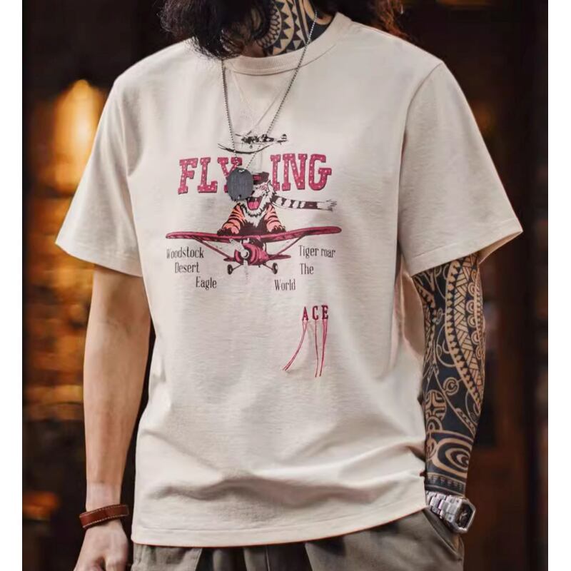 アメリカンレトロタイガープリントカジュアルTシャツ A18991