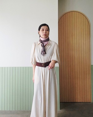 【SAMPLE / 1点限り】シルクスカーフ_展示・撮影使用品（PINK & BROWN）