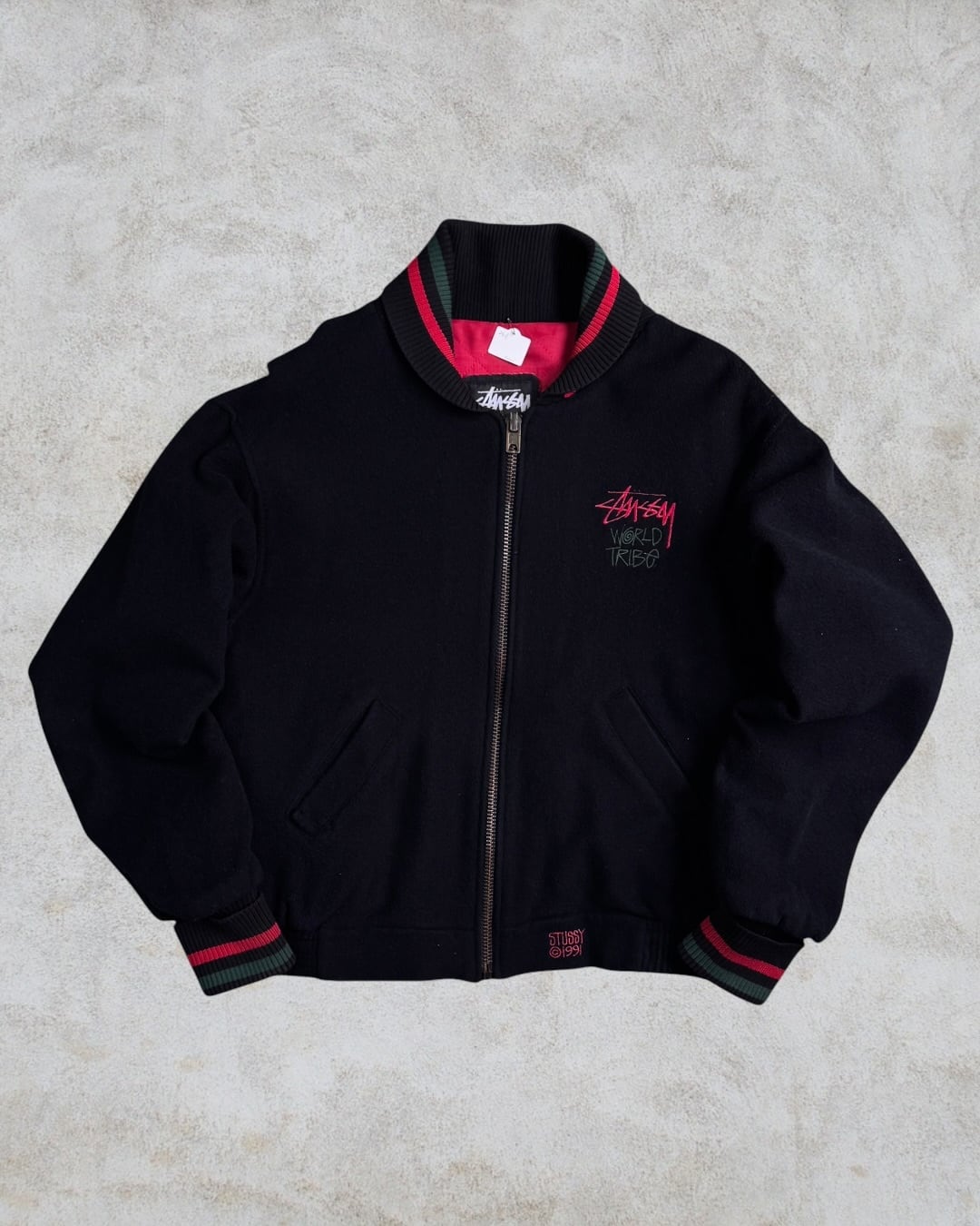 Special!!】90's old stussy Wool Varsity Jacket “©︎1991” “WORLD