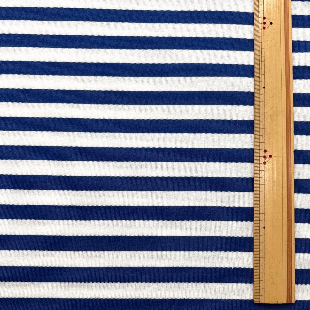 ★NY055◆2m◆綿100%天竺ニット生地◆ボーダー★ホワイト×ブルー