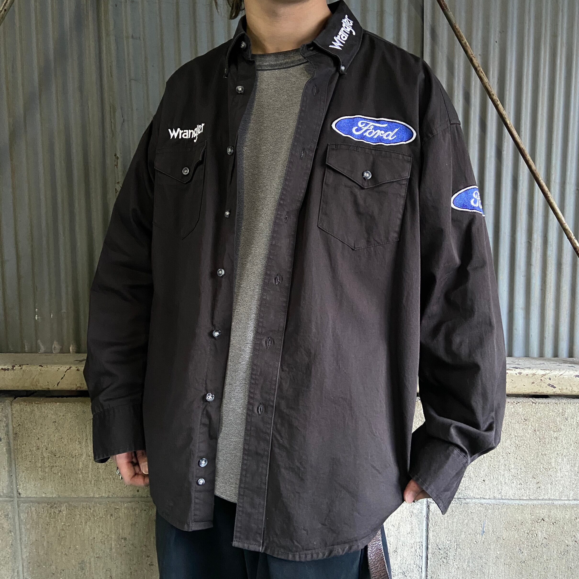 WRANGLER ラングラー ”Ford フォード” 企業ロゴ刺繍 シャツ メンズL 