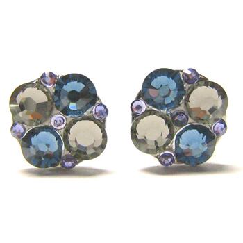 すき透る輝き！Swarovski 青いクリスタル カフスボタン