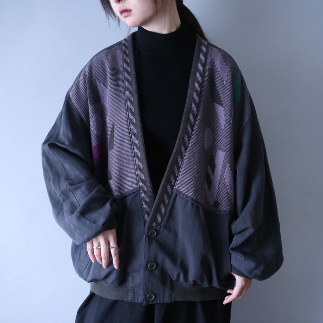 good coloring loose silhouette double face blouson cardigan