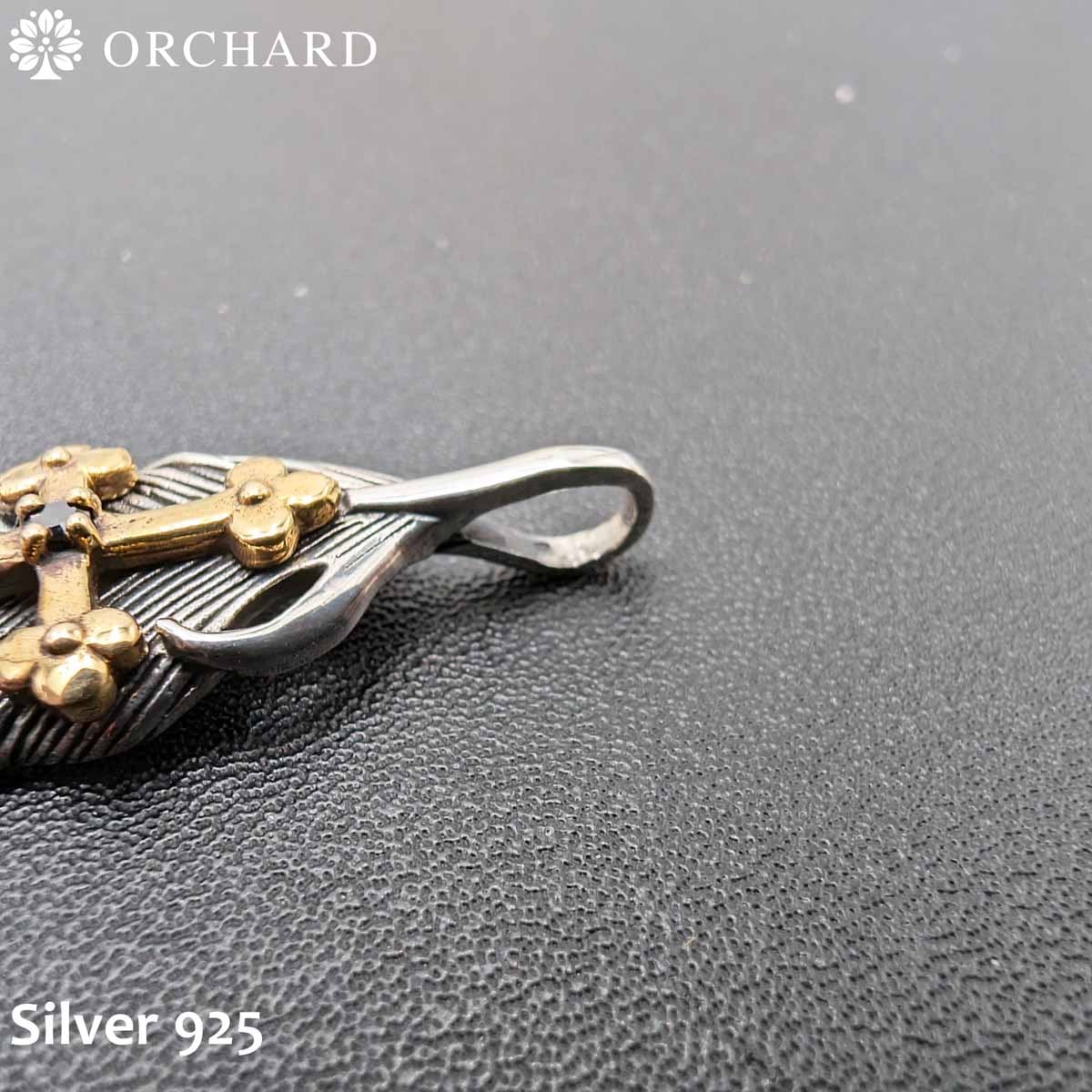 真鍮&ステンレス ブラス シルバー フェザー&コイン キーリング