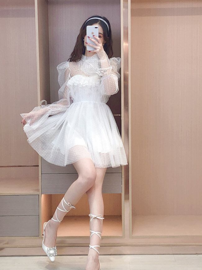 ワンピース ワンピース オフショルダー ガーリー ピンク ドット 水玉