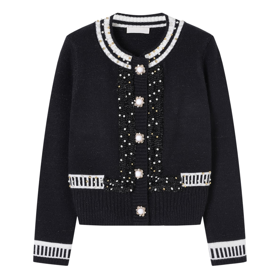 パールビジュートリムニットカーディガン A3449