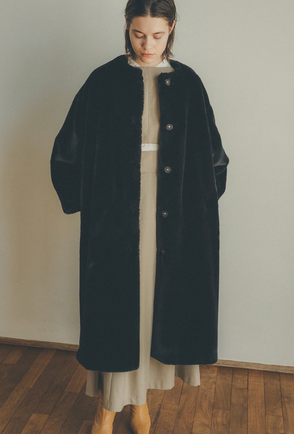 CLANE NO COLLAR LICO FUR COAT | FLICKA KOBE