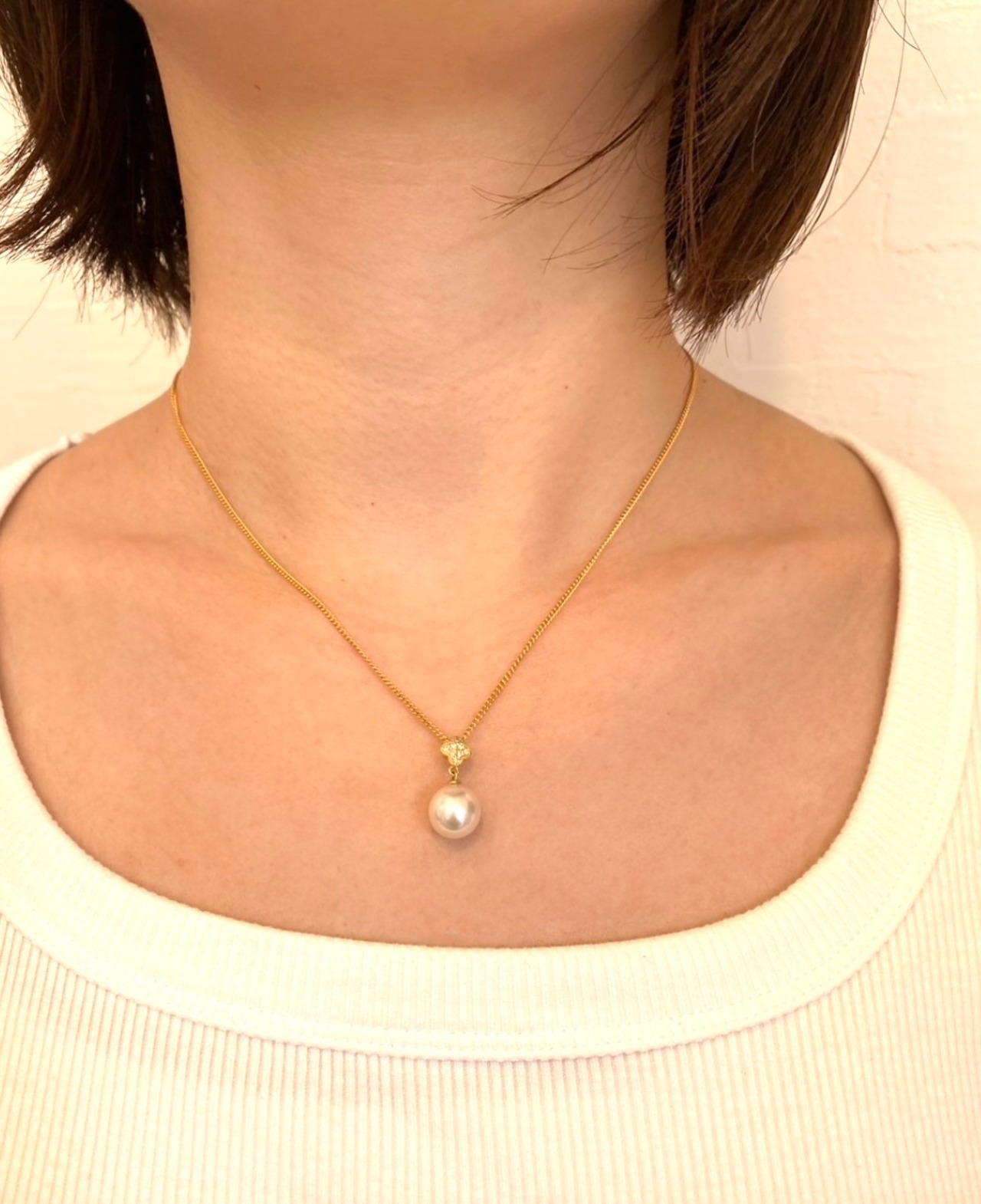 【現品1品限り】あこや真珠（9.0mm）K18YGネックレス 0.04ct