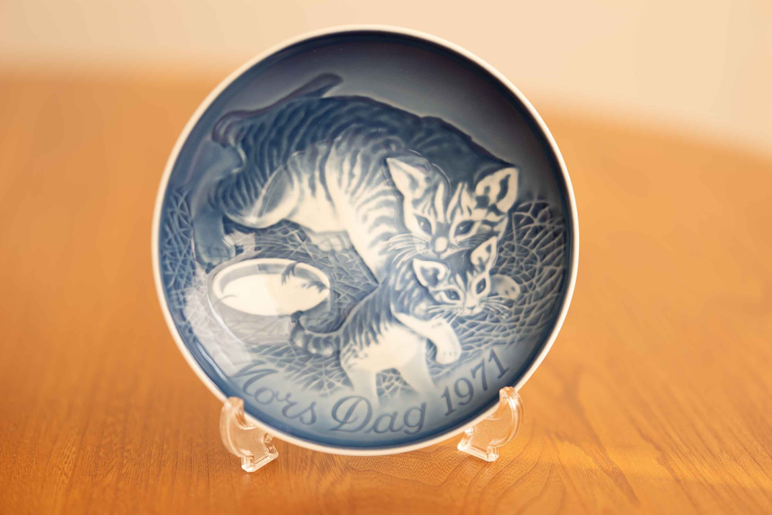 B&G ビングオーグレンダール マザーズデイプレート 1971年 猫の母子