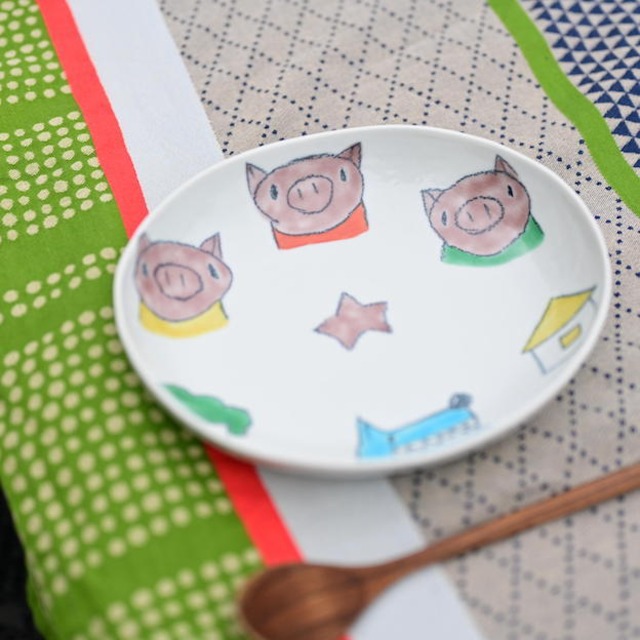 村田菜穂美作　カレー皿　「３匹のこぶた」［2104130000041］