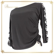 社交ダンス 衣装 スタンダード トップス レッスンウェア レディース 練習着 長袖 ラインストーン Roger ブラック系 黒 レース フォーマル クラシック ブラック 大人用 ダンスウェア フォーマルウェア おしゃれ 高品質 講習用 シンプル ロングスリーブ ストレッチ素材 袖口デザイン ラインストーン装飾 スタイリッシュ 丈感 セクシー 着やすい 軽量 優雅 女性用 トップス 体型カバー トレーニング用