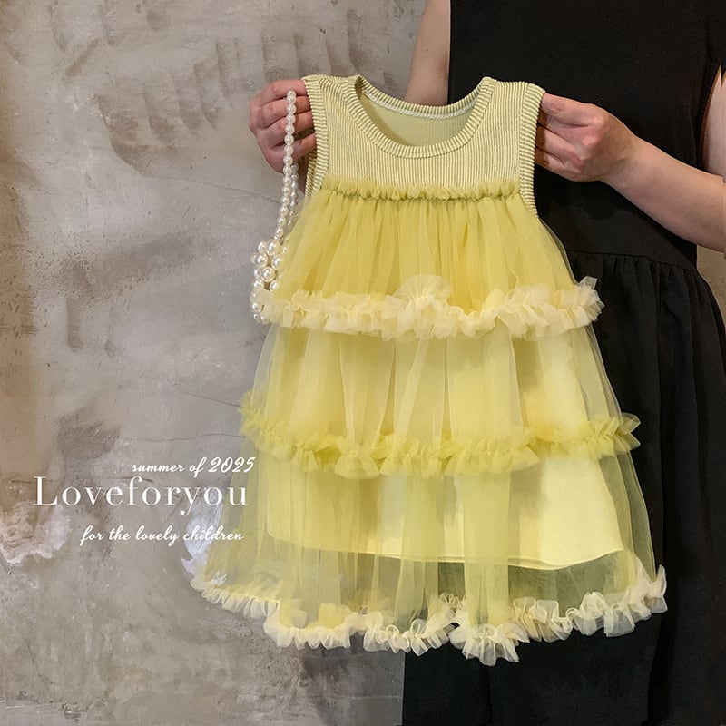 予約販売】90–150cmイエロー チュールワンピース | 子供服のMurababy