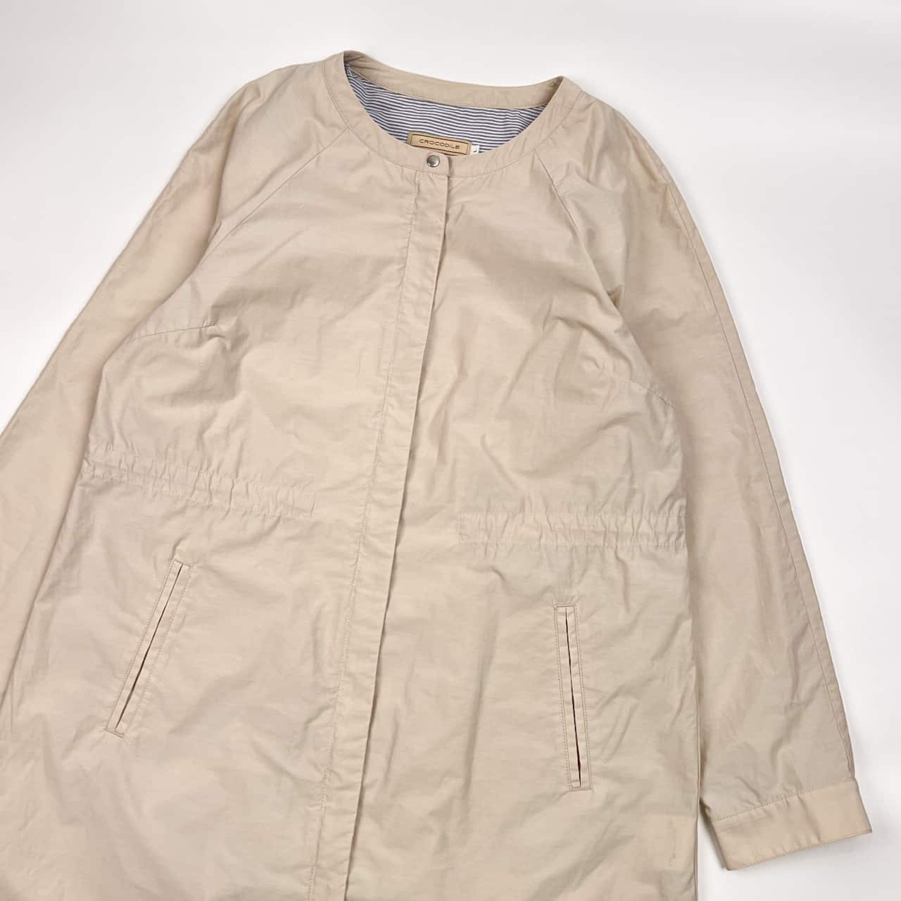 CROCODILE クロコダイル  ノーカラー コート ジャケット L/アイボリー  レディース