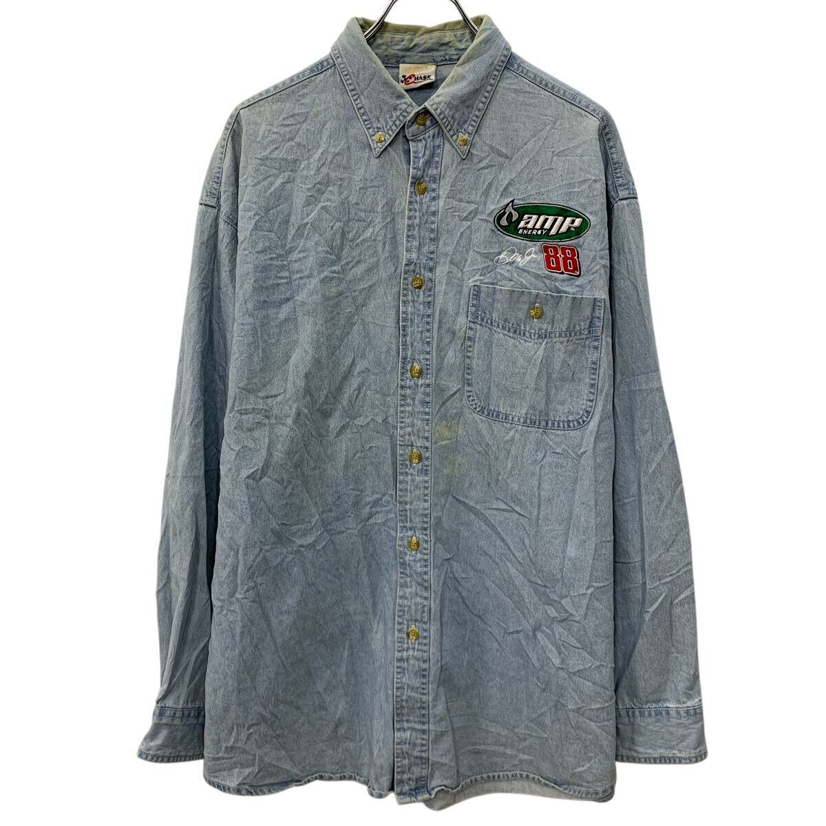 HASE AUTHENTICS デニムシャツ XL〜 ライトブルー ボタンダウン ボタン