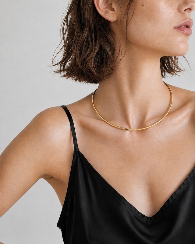Simple choker necklace -Gold-【アレルギー対応】
