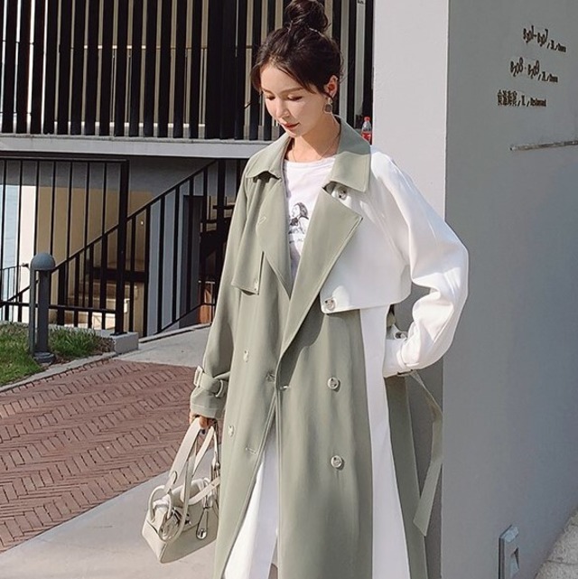 トレンチコート バイカラー ジャケット 長袖 春秋 大人きれい オフィスコーデ 代 30代 40代 Ot05 Natuliria ナチュリリア