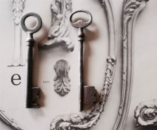1900s France antique 9c 秘密の扉用鉄製の鍵e