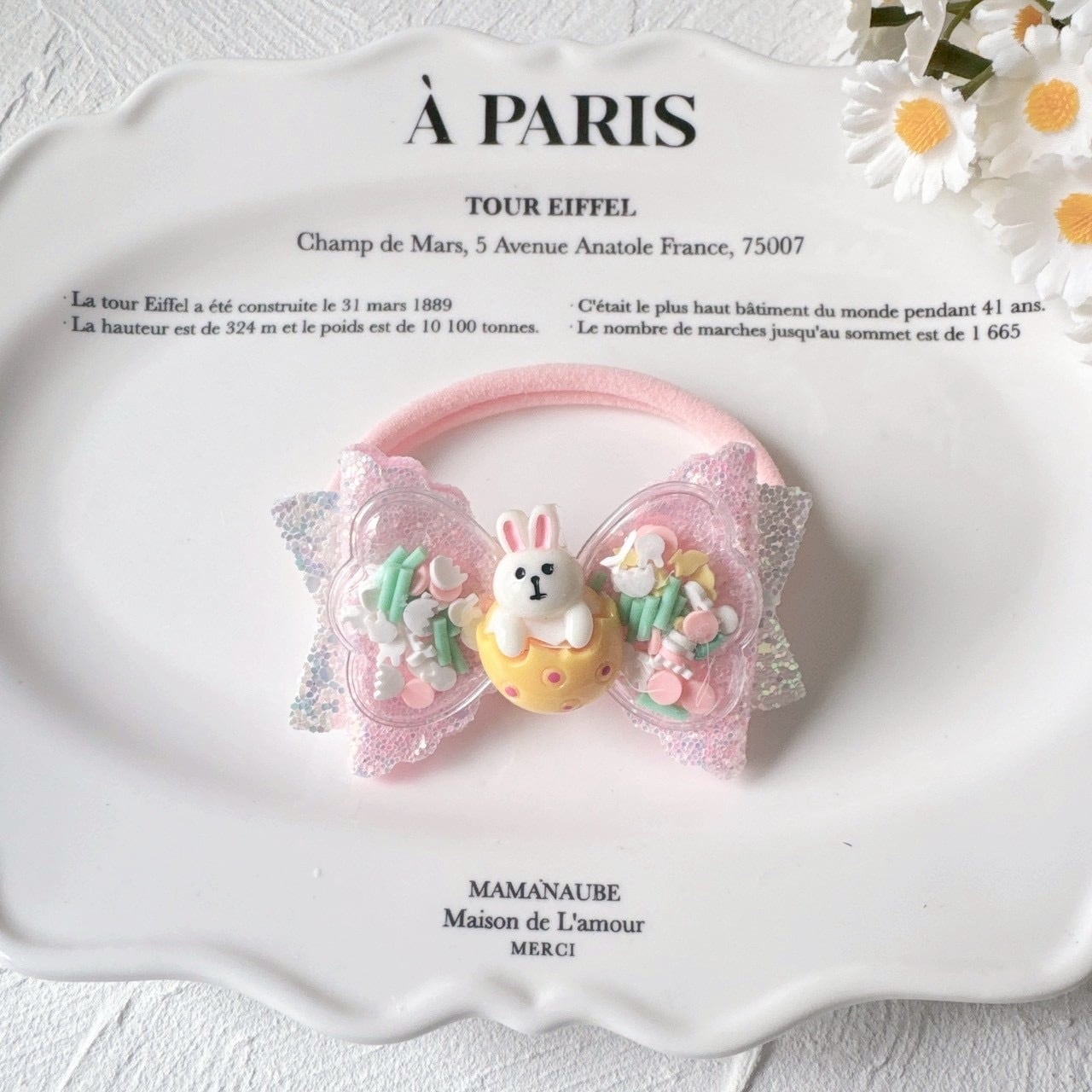 シャカシャカうさちゃんリボンヘアバンド(後ろ支え付き)