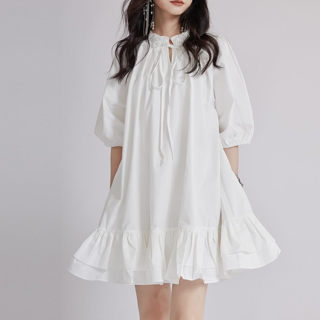 ランタンスリーブシャツワンピース A0030